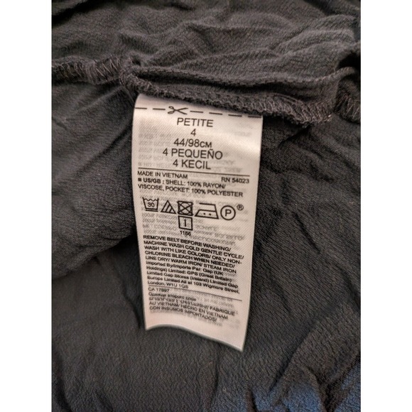 Banana Republic NEW Wrap Dress Black Size 4 Petite Short Sleeve Belt - Picture 7 of 7